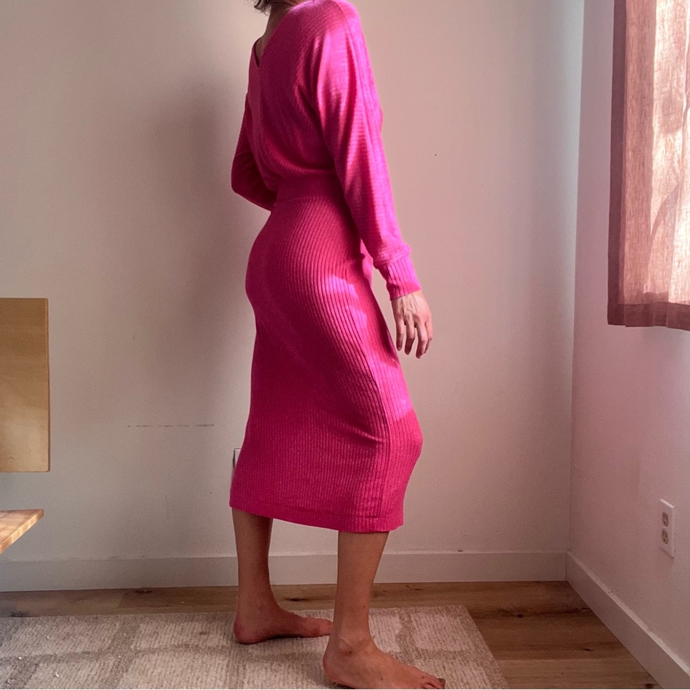 Anthropologie Daily Practice pink ribbed dress